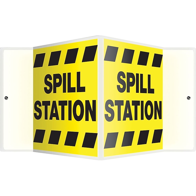 Accuform Spill Station Projection Sign, Black/Yellow, 6"H x 5"W (PSP379) image 1