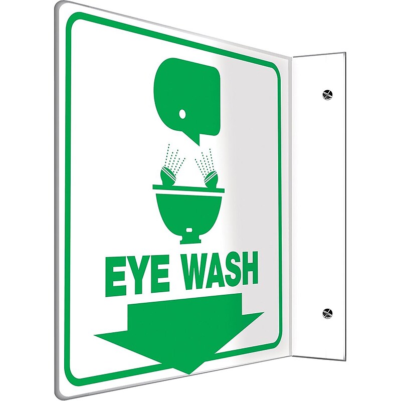 Accuform Eye Wash Projection Sign, Green/White, 8"H x 8"W (PSP702) image 1