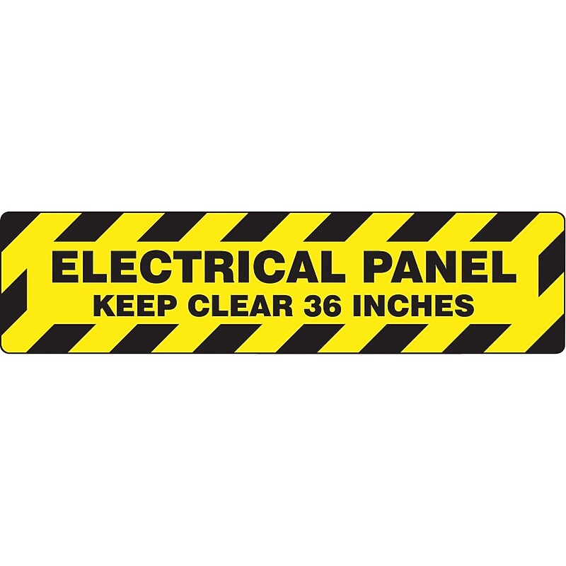 Accuform Slip-Gard ELECTRICAL PANEL KEEP CLEAR.. Border Floor Sign, Black/Yellow, 6"H x 24"W (PSR277) image 1