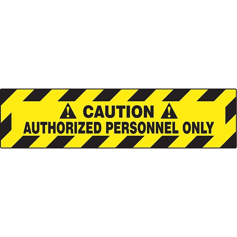 Accuform Slip-Gard CAUTION AUTHORIZED PERSONNEL ONLY Border Floor Sign, Black/Yellow, 6"x24" (PSR240) image 1