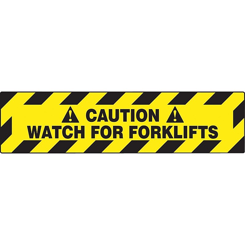 Accuform Slip-Gard CAUTION WATCH FOR FORKLIFTS Border Floor Sign, Black/Yellow, 6"H x 24"W (PSR264) image 1