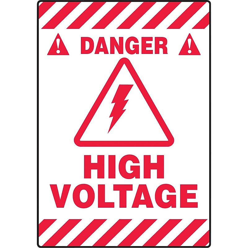 Accuform Slip-Gard DANGER HIGH VOLTAGE Border Floor Sign, Red/White, 20"H x 14"W (PSR649) image 1