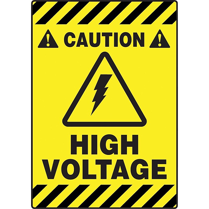 Accuform Slip-Gard CAUTION HIGH VOLTAGE Border Floor Sign, Black/Yellow, 20"H x 14"W (PSR642) image 1