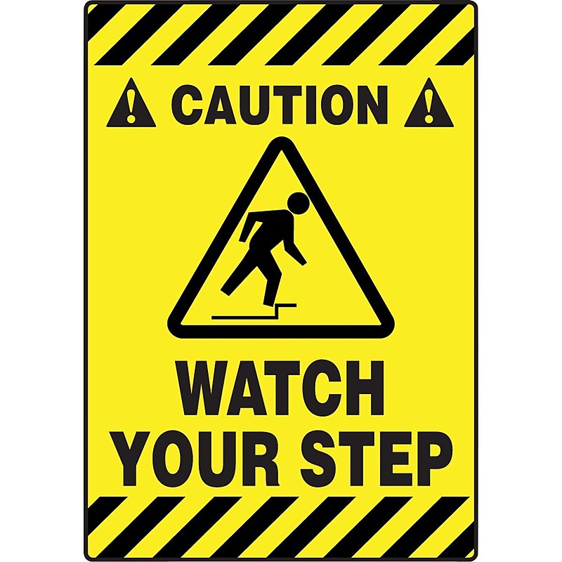 Accuform Slip-Gard CAUTION WATCH YOUR STEP Border Floor Sign, Black/Yellow, 20"H x 14"W (PSR624) image 1