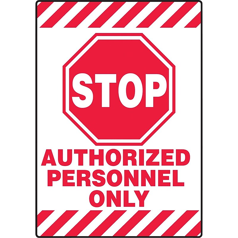 Accuform Slip-Gard STOP AUTHORIZED PERSONNEL ONLY Border Floor Sign, Red/White, 20"H x 14"W (PSR680) image 1