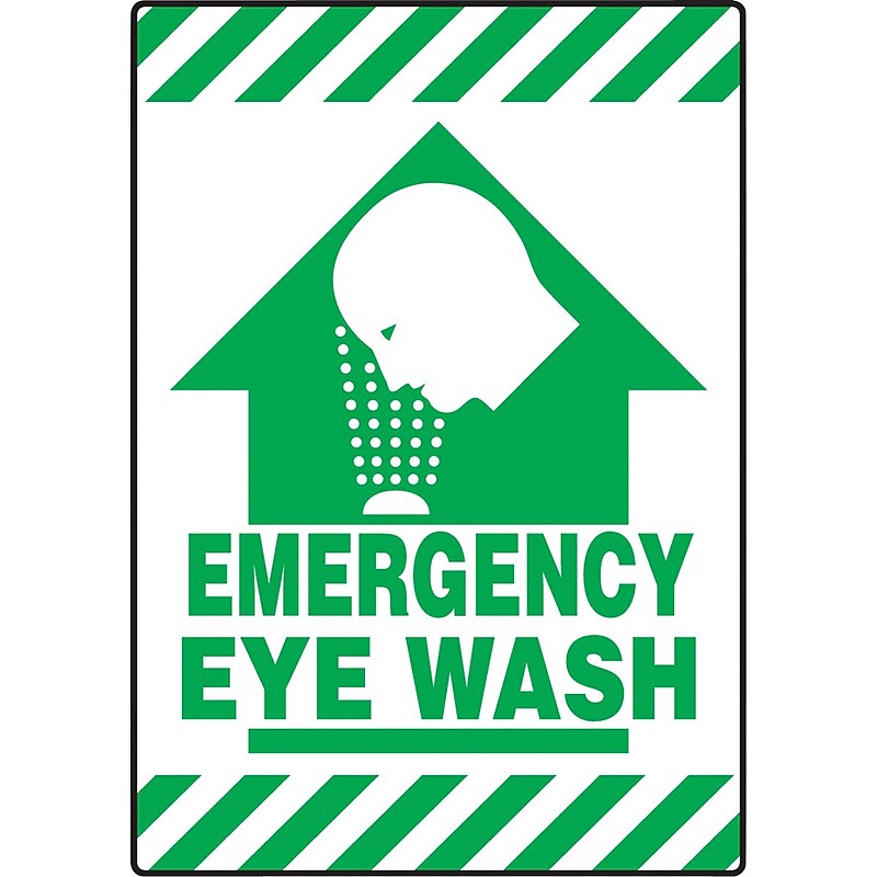 Accuform Slip-Gard EMERGENCY EYE WASH Border Floor Sign, Green/White, 20"H x 14"W (PSR633) image 1