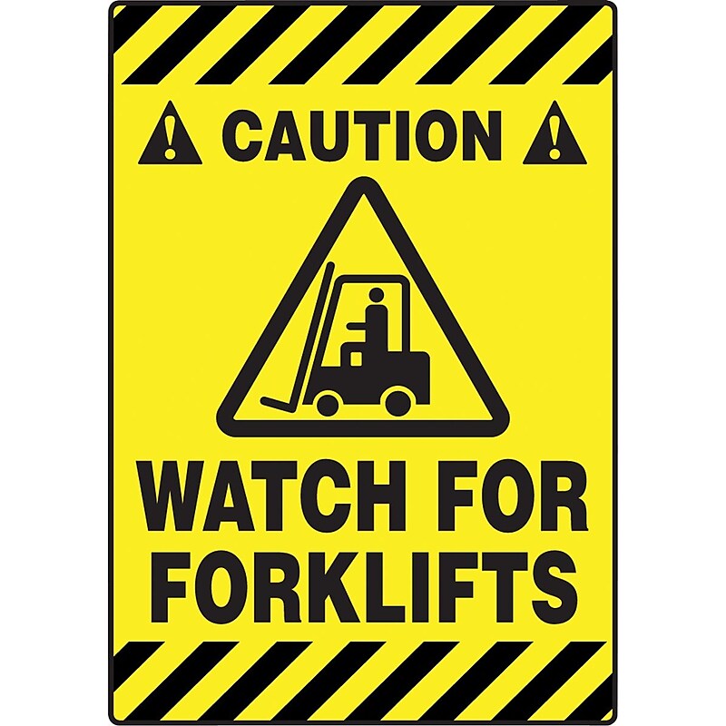 Accuform Slip-Gard CAUTION WATCH FOR FORKLIFTS Border Floor Sign, Black/Yellow, 20"H x 14"W (PSR620) image 1