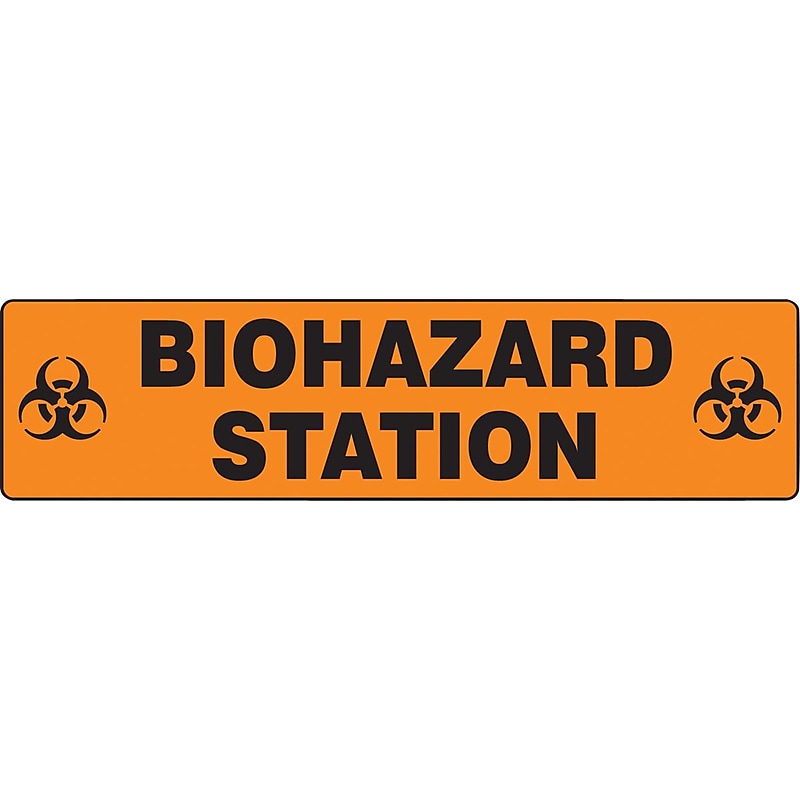Accuform Slip-Gard BIOHAZARD STATION Border Floor Sign, Black/Orange, 6"H x 24"W (PSR243) image 1
