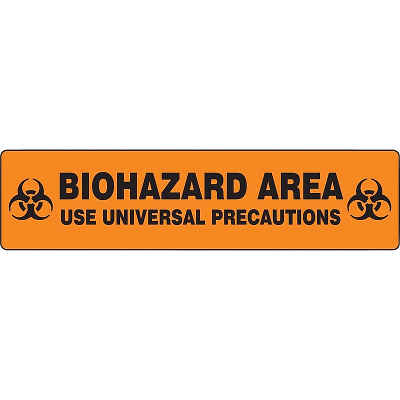 Accuform Slip-Gard BIOHAZARD USE UNIVERSAL PRECAUTIONS Border Floor Sign, BLK/Orange, 6"x24" (PSR247) image 1