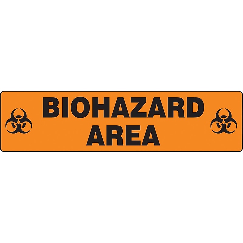 Accuform Slip-Gard BIOHAZARD AREA Border Floor Sign, Black/Orange, 6"H x 24"W (PSR241) image 1
