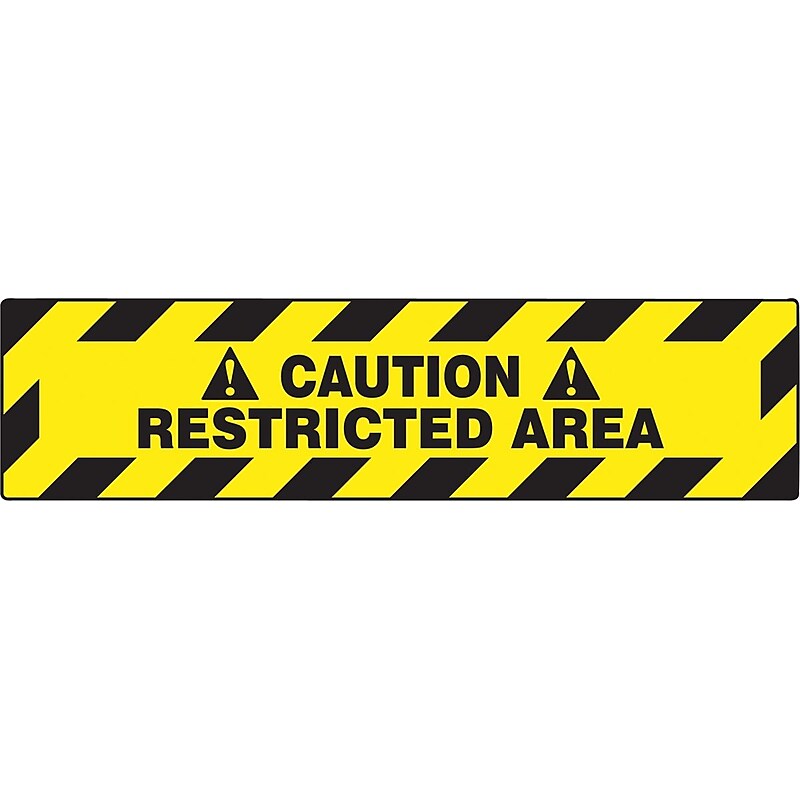 Accuform Slip-Gard CAUTION RESTRICTED AREA Border Floor Sign, Black/Yellow, 6"H x 24"W (PSR270) image 1
