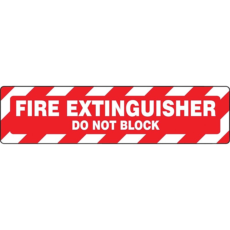 Accuform Slip-Gard FIRE EXTINGUISHER DO NOT BLOCK Border Floor Sign, White/Red, 6"H x 24"W (PSR273) image 1