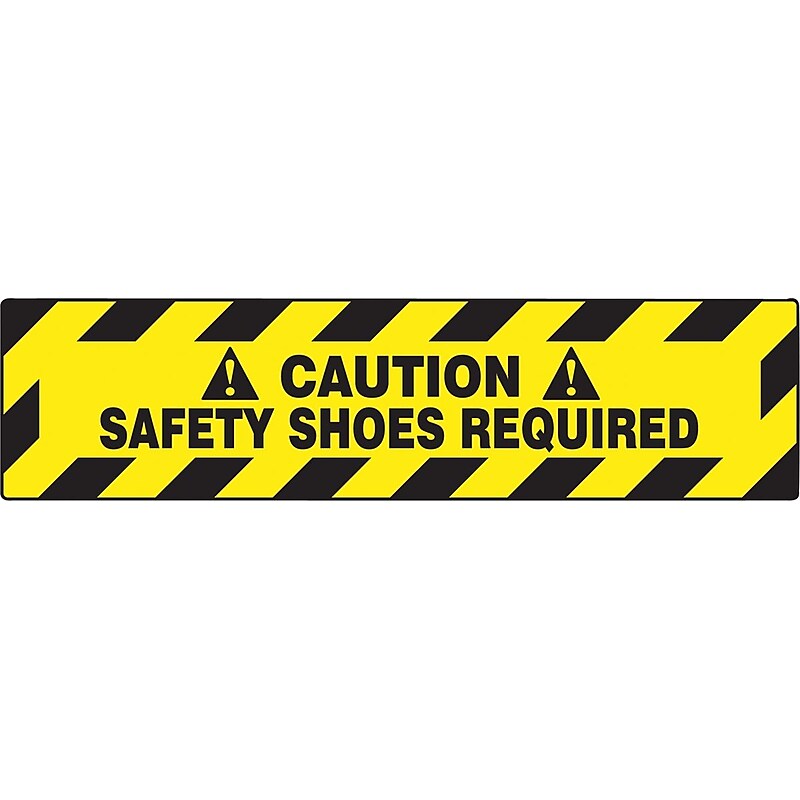 Accuform Slip-Gard CAUTION SAFETY SHOES REQUIRED Border Floor Sign, Black/Yellow, 6"H x 24"W (PSR278) image 1