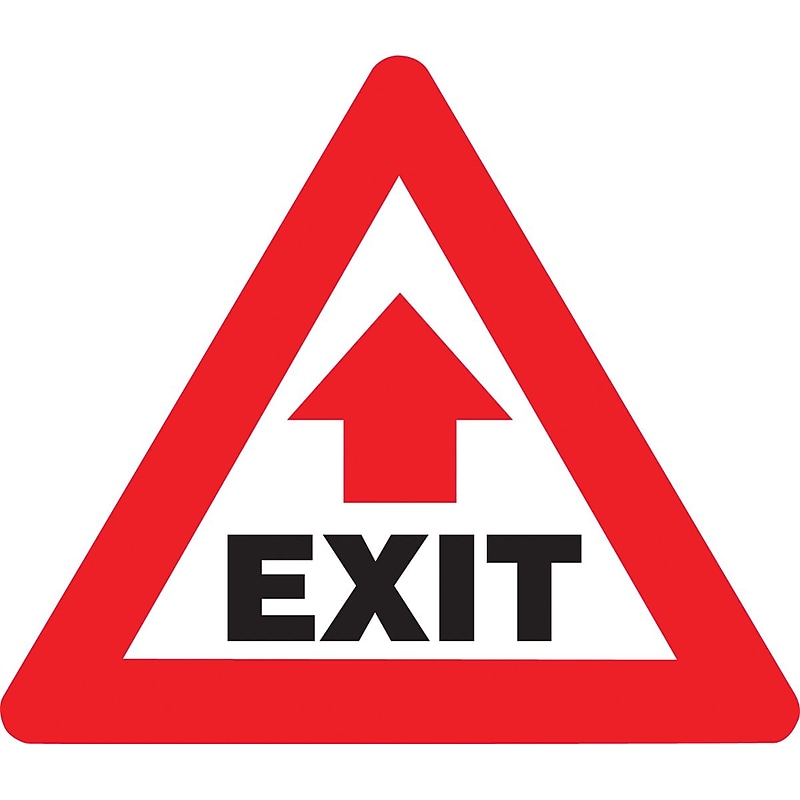 Accuform Slip-Gard EXIT Triangle Floor Sign, White/Red, 17"H x 17"W (PSR808) image 1