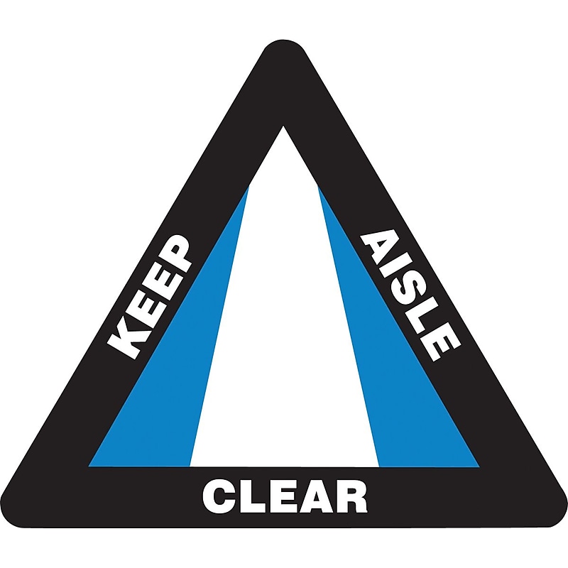 Accuform Slip-Gard KEEP AISLE CLEAR Triangle Floor Sign, White/Blue/Black, 17"H x 17"W (PSR823) image 1