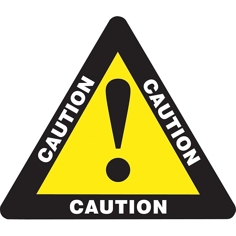 Accuform Slip-Gard CAUTION Triangle Floor Sign, White/Yellow/Black, 17"H x 17"W (PSR860) image 1