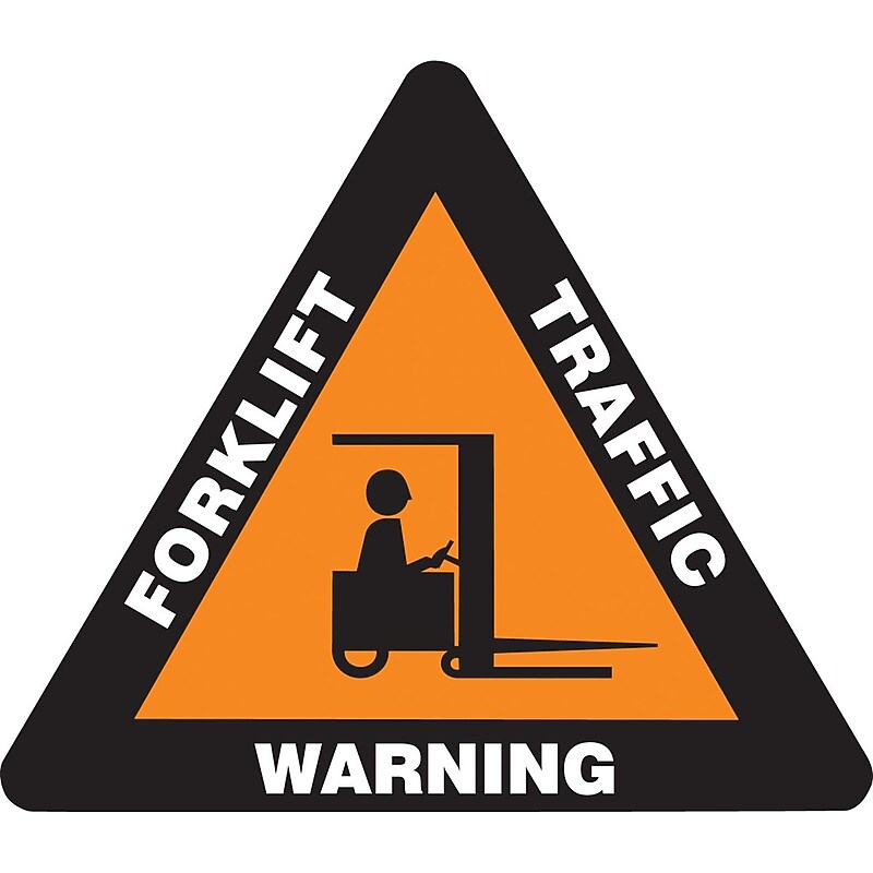 Accuform Slip-Gard WARNING FORKLIFT TRAFFIC Triangle Floor Sign, White/Orange/Black, 17"x17" (PSR816) image 1