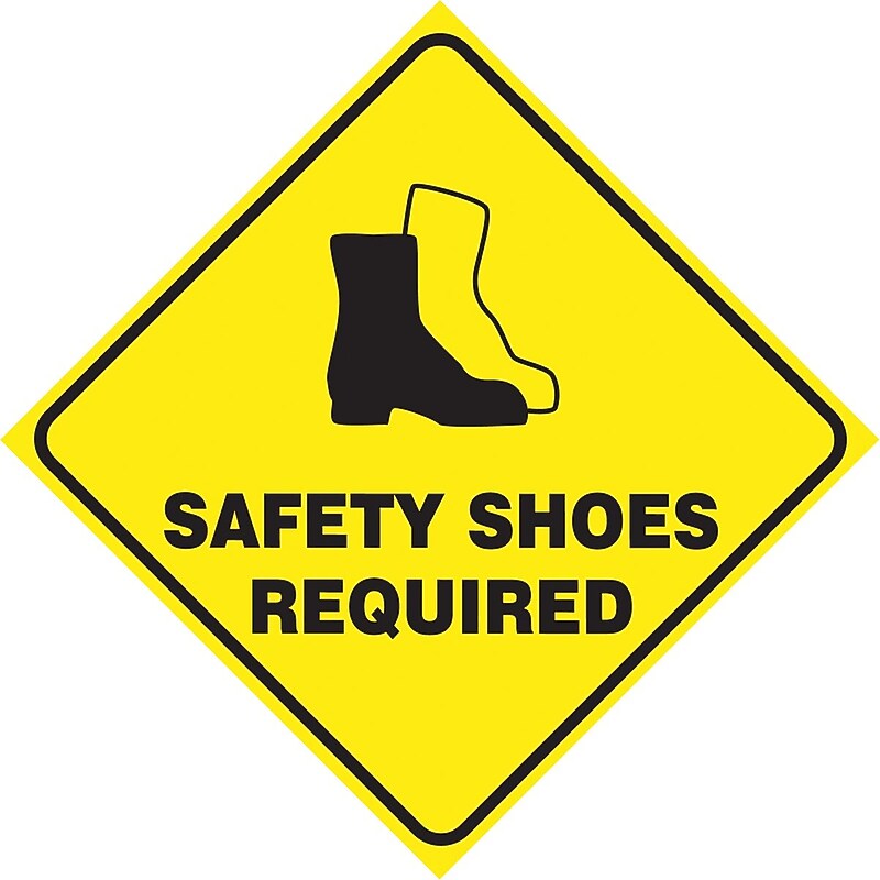 Accuform Slip-Gard SAFETY SHOES REQUIRED Diamond Floor Sign, Black/Yellow, 17"H x 17"W (PSR422) image 1