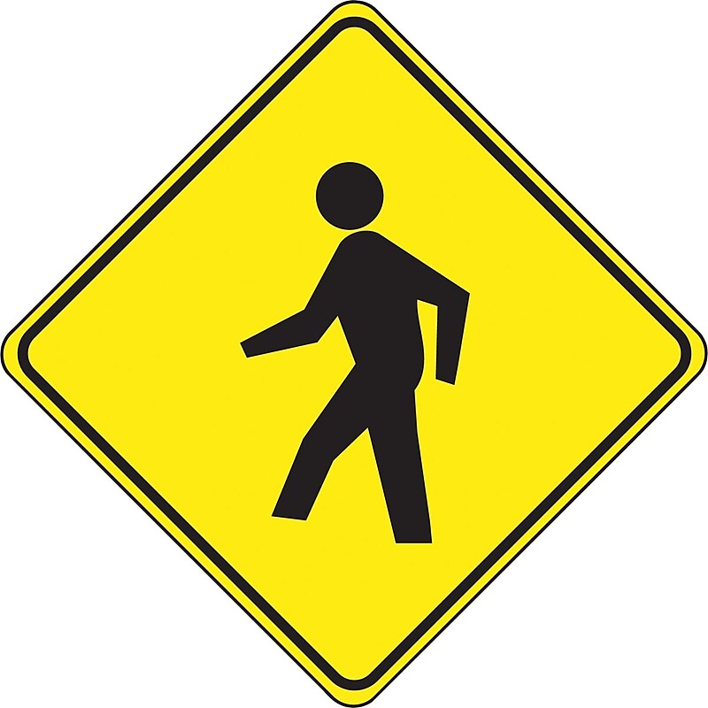 Accuform Slip-Gard Pedestrian Pictorial Diamond Floor Sign, Black/Yellow, 17"H x 17"W (PSR408) image 1