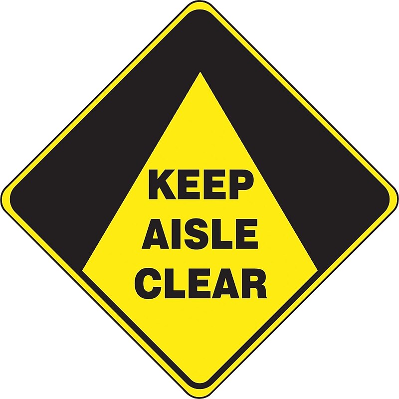 Accuform Slip-Gard KEEP AISLE CLEAR Diamond Floor Sign, Black/Yellow, 17"H x 17"W (PSR432) image 1