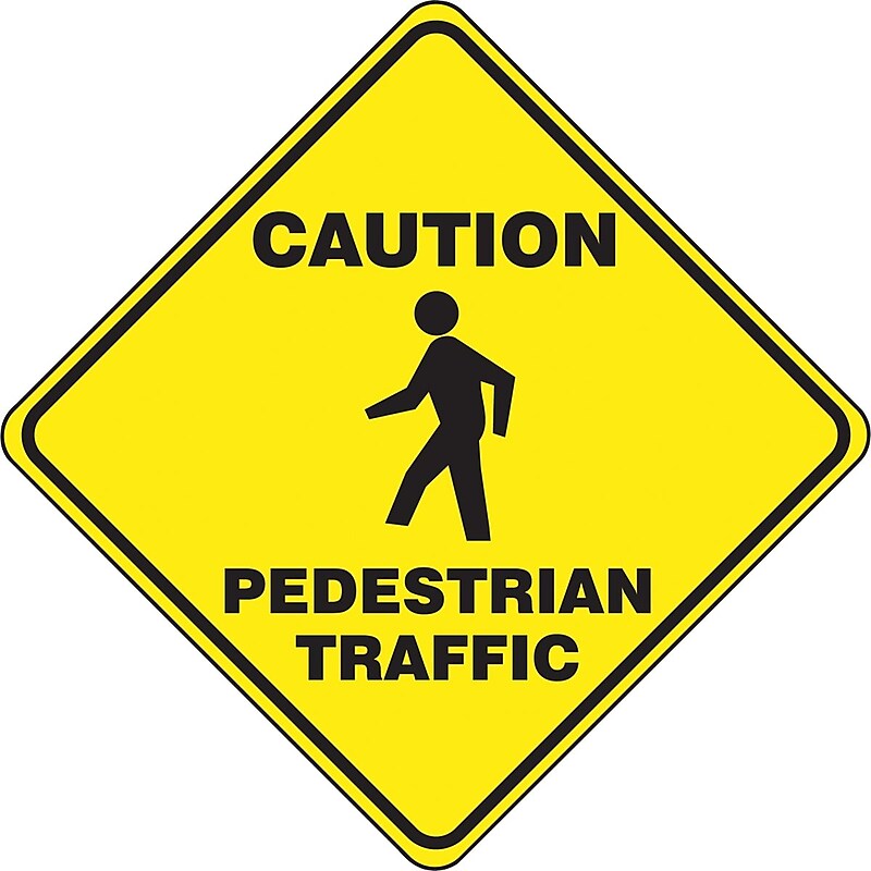 Accuform Slip-Gard CAUTION PEDESTRIAN TRAFFIC Diamond Floor Sign, Black/Yellow, 17"H x 17"W (PSR410) image 1