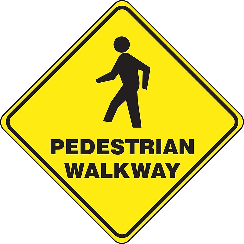 Accuform Slip-Gard PEDESTRIAN WALKWAY Diamond Floor Sign, Black/Yellow, 17"H x 17"W (PSR412) image 1