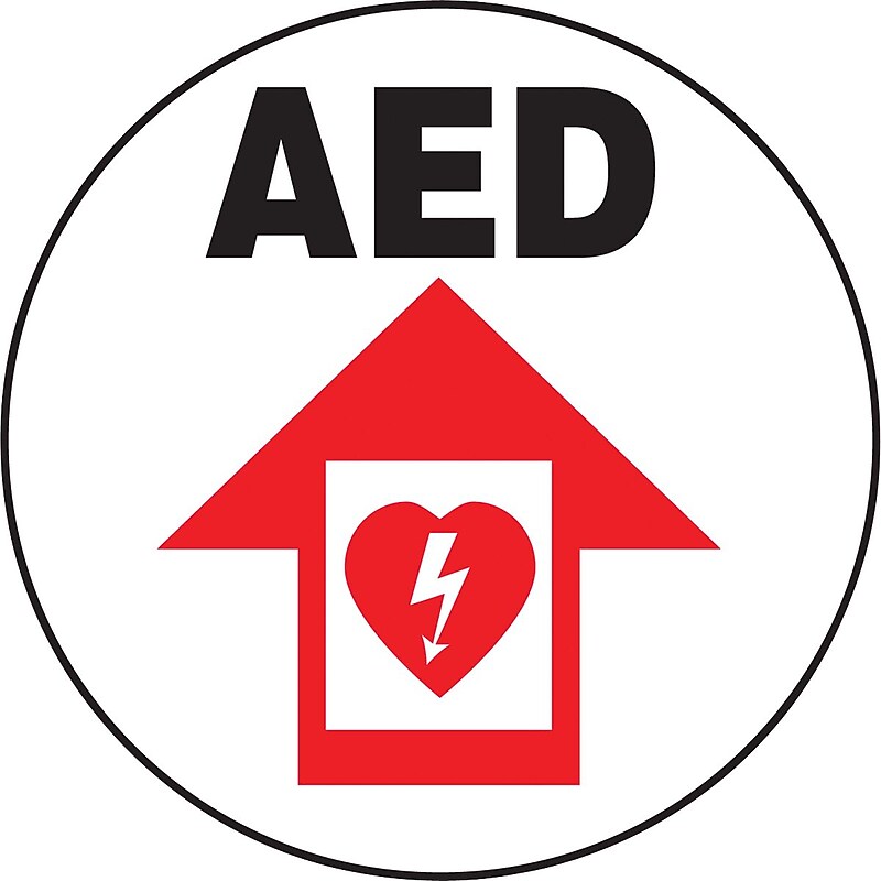 Accuform Slip-Gard AED Round Floor Sign, Black/Red/White, 17"Dia. (MFS713) image 1