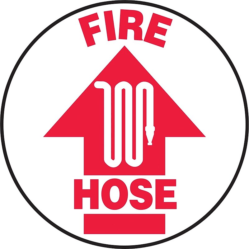 Accuform Slip-Gard FIRE HOSE Round Floor Sign, Red/White, 17"Dia. (MFS722) image 1