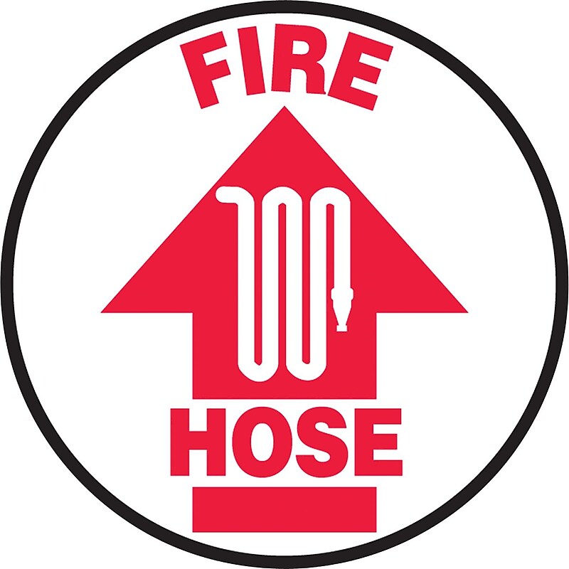 Accuform Slip-Gard FIRE HOSE Round Floor Sign, Red/White, 8"Dia. (MFS833) image 1