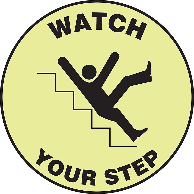 Accuform Slip-Gard WATCH YOUR STEP Round Floor Sign, Black/Yellow, 17"Dia. (MFS711) image 1