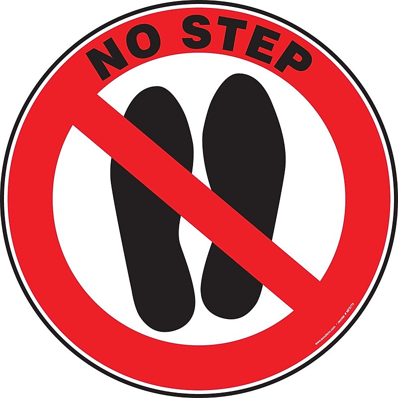 Accuform Slip-Gard NO STEP Round Floor Sign, Black/Red/White, 17"Dia. (MFS775) image 1