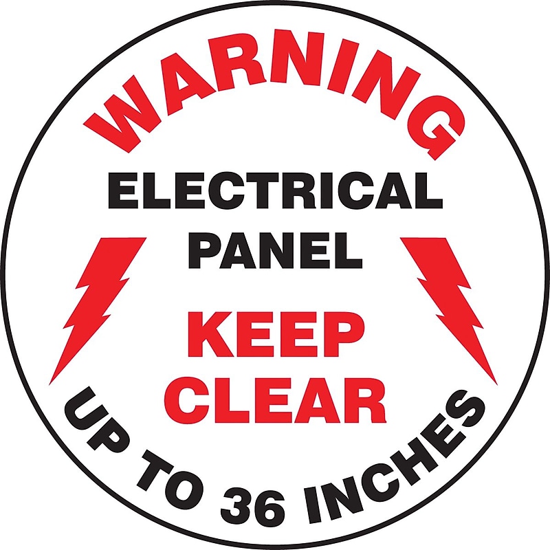 Accuform Slip-Gard WARNING ELECTRICAL PANEL KEEP CLEAR..Floor Sign, BLK/Red/WHT, 17"Dia. (MFS777) image 1