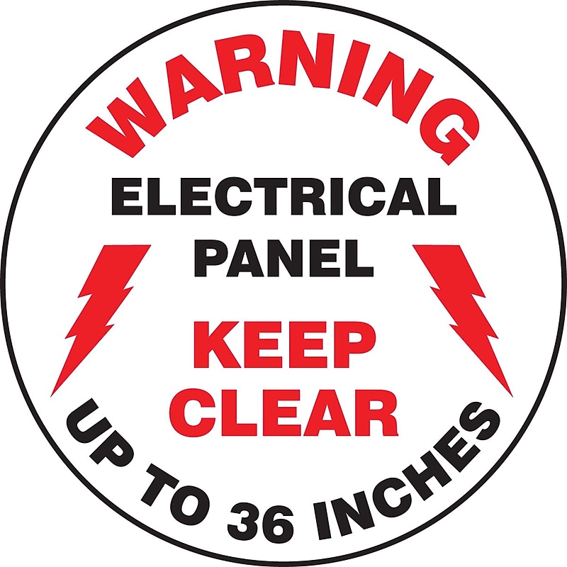 Accuform Slip-Gard WARNING ELECTRICAL PANEL KEEP CLEAR..Floor Sign, BLK/Red/WHT, 8"Dia. (MFS864) image 1