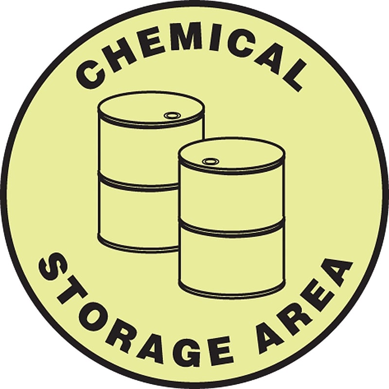 Accuform Slip-Gard CHEMICAL STORAGE AREA Round Floor Sign, Black/Yellow, 8"Dia. (MFS878) (MFS878) image 1