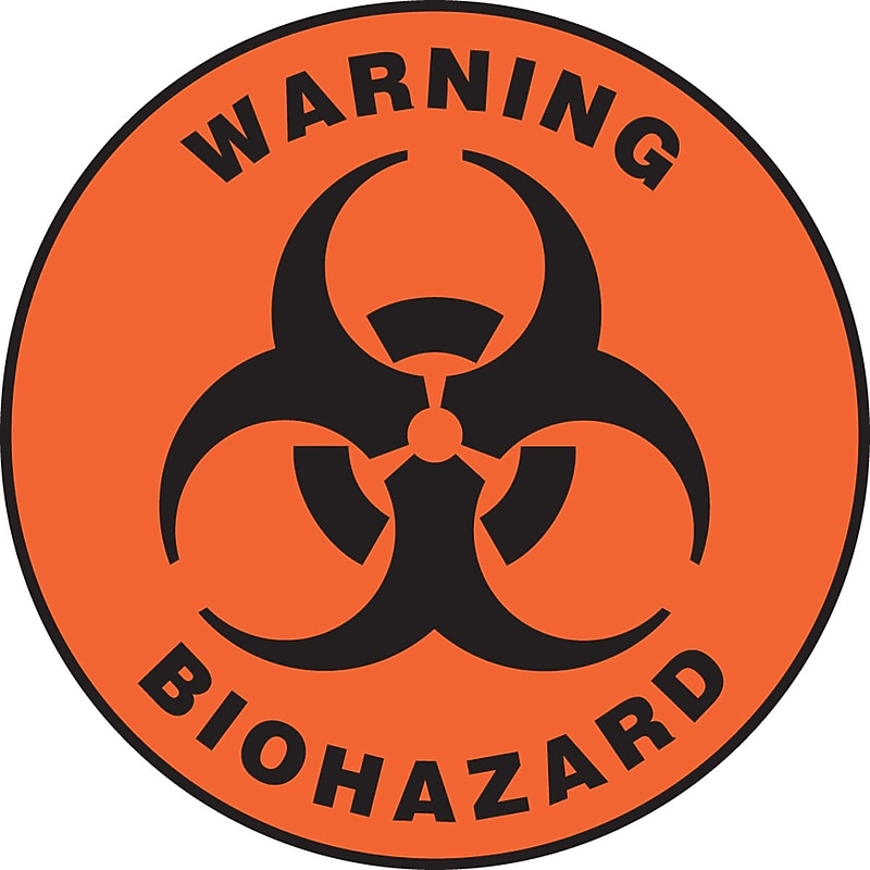 Accuform Slip-Gard WARNING BIOHAZARD Round Floor Sign, Black/Orange, 17"Dia. (MFS0517) image 1