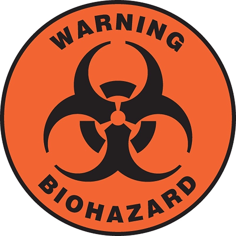 Accuform Slip-Gard WARNING BIOHAZARD Round Floor Sign, Black/Orange, 8"Dia. (MFS0508) image 1
