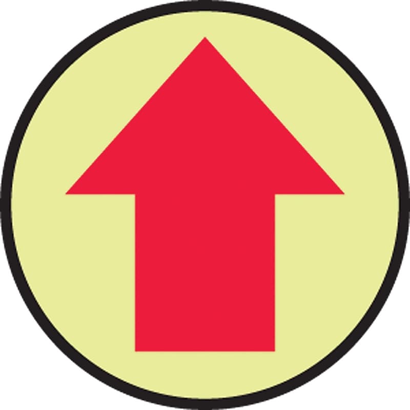 Accuform Slip-Gard Arrow Pictorial Round Floor Sign, Red/Yellow, 8"Dia. (MFS871) image 1