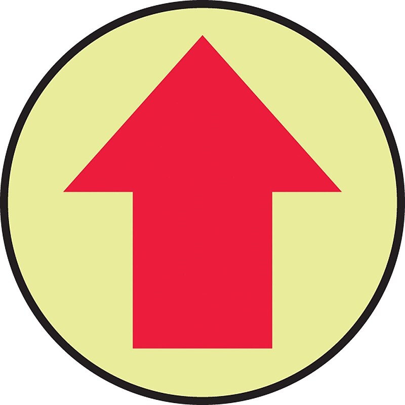 Accuform Slip-Gard Arrow Pictorial Round Floor Sign, Red/Yellow, 17"Dia. (MFS760) image 1