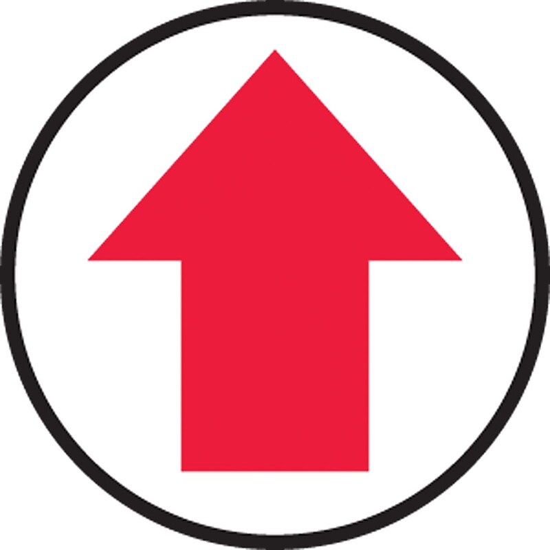 Accuform Slip-Gard Arrow pictorial Round Floor Sign, Red/White, 8"Dia. (MFS811) image 1