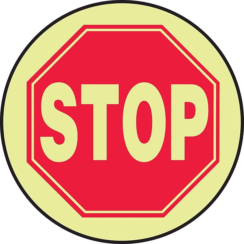 Accuform Slip-Gard STOP Round Floor Sign, Red/Yellow, 17"Dia. (MFS765) image 1