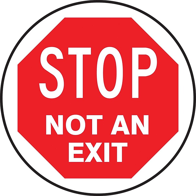 Accuform Slip-Gard STOP NOT AN EXIT Round Floor Sign, Red/White, 17"Dia. (MFS739) image 1