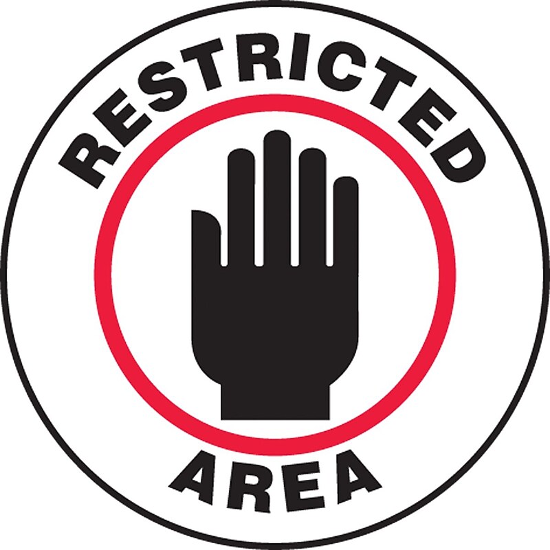 Accuform Slip-Gard RESTRICTED AREA Round Floor Sign, Red/Black/White, 8"Dia. (MFS839) image 1
