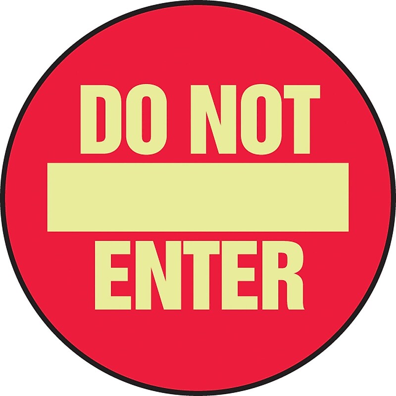 Accuform Slip-Gard DO NOT ENTER Round Floor Sign, Yellow/Red, 8"Dia. (MFS877) image 1