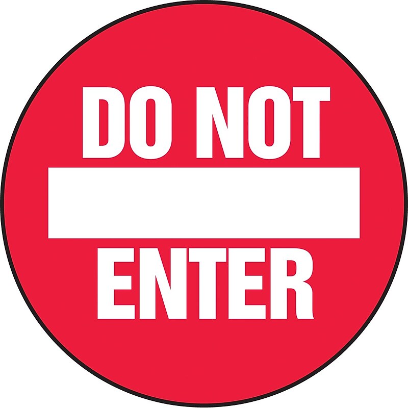 Accuform Slip-Gard DO NOT ENTER Round Floor Sign, White/Red, 17"Dia. (MFS2517) image 1
