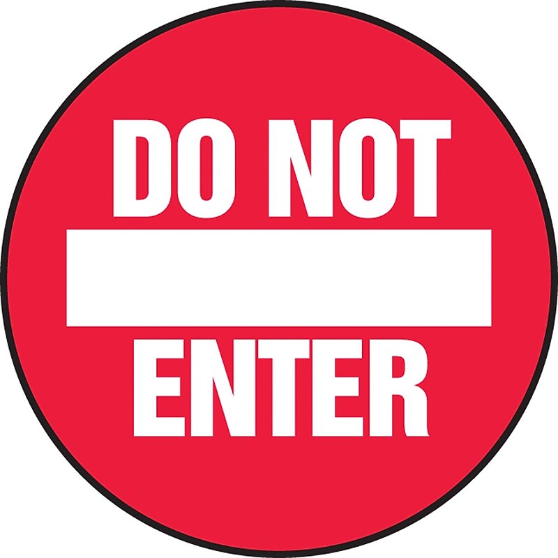 Accuform Slip-Gard DO NOT ENTER Round Floor Sign, White/Red, 8"Dia. (MFS2508) image 1