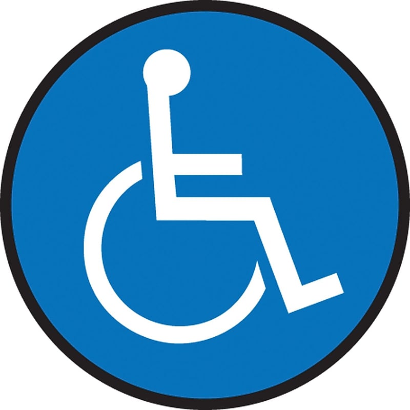 Accuform Slip-Gard Wheelchair Pictorial Round Floor Sign, White/Blue, 8"Dia. (MFS2008) image 1