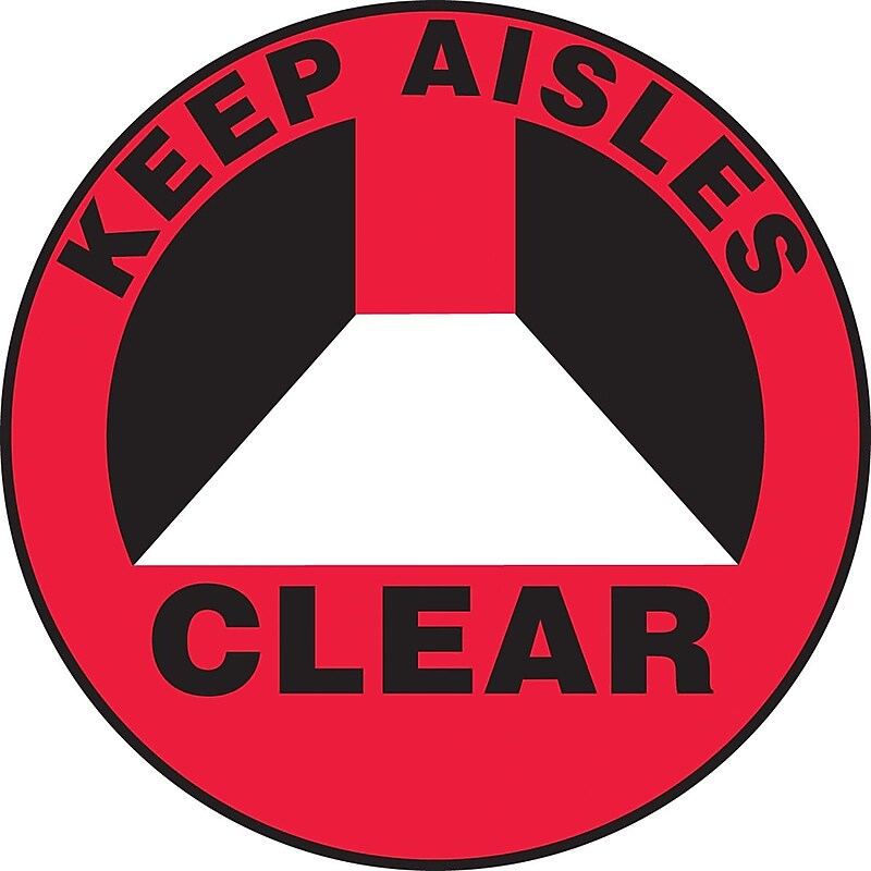 Accuform Slip-Gard KEEP AISLES CLEAR Round Floor Sign, Black/White/Red, 17"Dia. (MFS2717) image 1