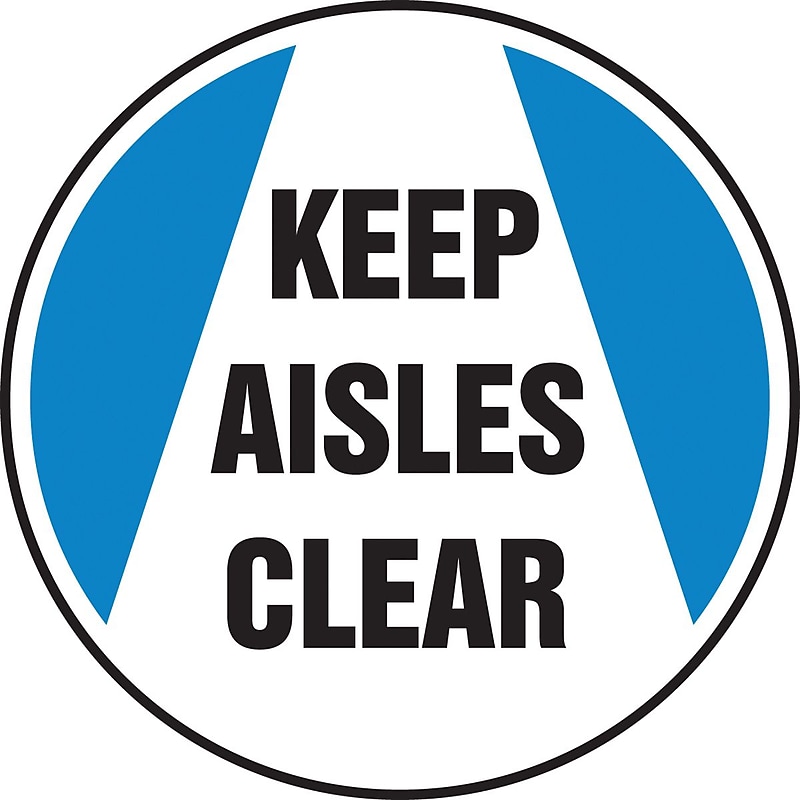 Accuform Slip-Gard KEEP AISLES CLEAR Round Floor Sign, Black/Blue/White, 8"Dia. (MFS819) image 1