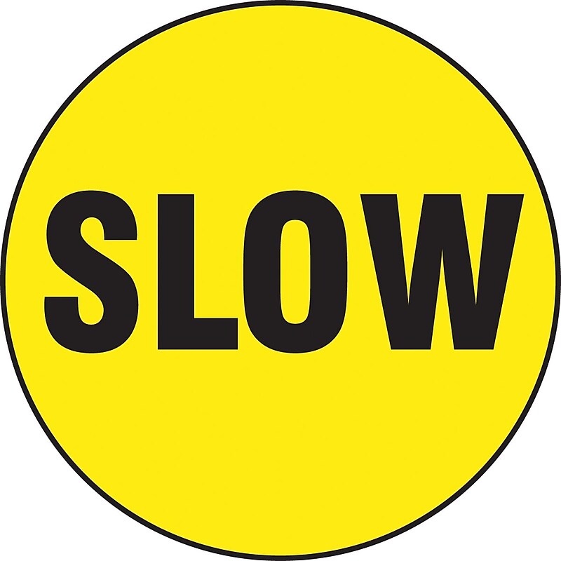 Accuform Slip-Gard SLOW Round Floor Sign, Black/Yellow, 17"Dia. (MFS741) image 1