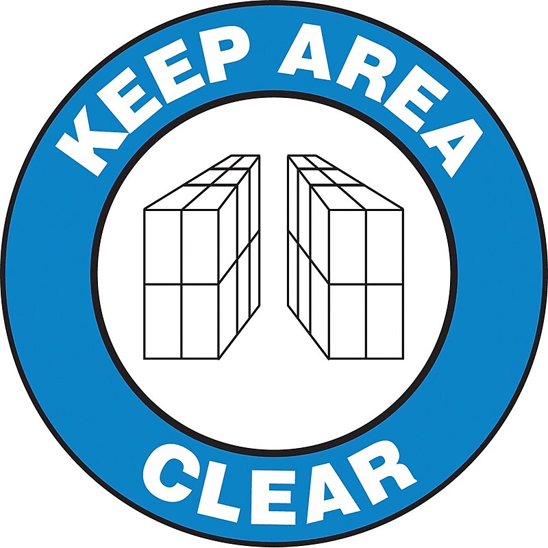 Accuform Slip-Gard KEEP AREA CLEAR Round Floor Sign, White/Black/Blue, 8"Dia. (MFS870) image 1